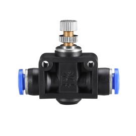 sourcing map 6mm Tube OD Pneumatic Air Flow Control Valve with Push-to-Connect Fitting,Straight Air Pneumatic Flow in-Line Speed Controller Valve