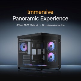 Iota C70 Mid-Tower Computer Case,Large Capacity PC Gaming Case with Pre-Installed 6 ARGB Fan&Hub,Real-Time Digital Display,Panoramic View,Quick-Release Design,Type-C 3.1,for ATX/MATX/ITX/YTX (BK)