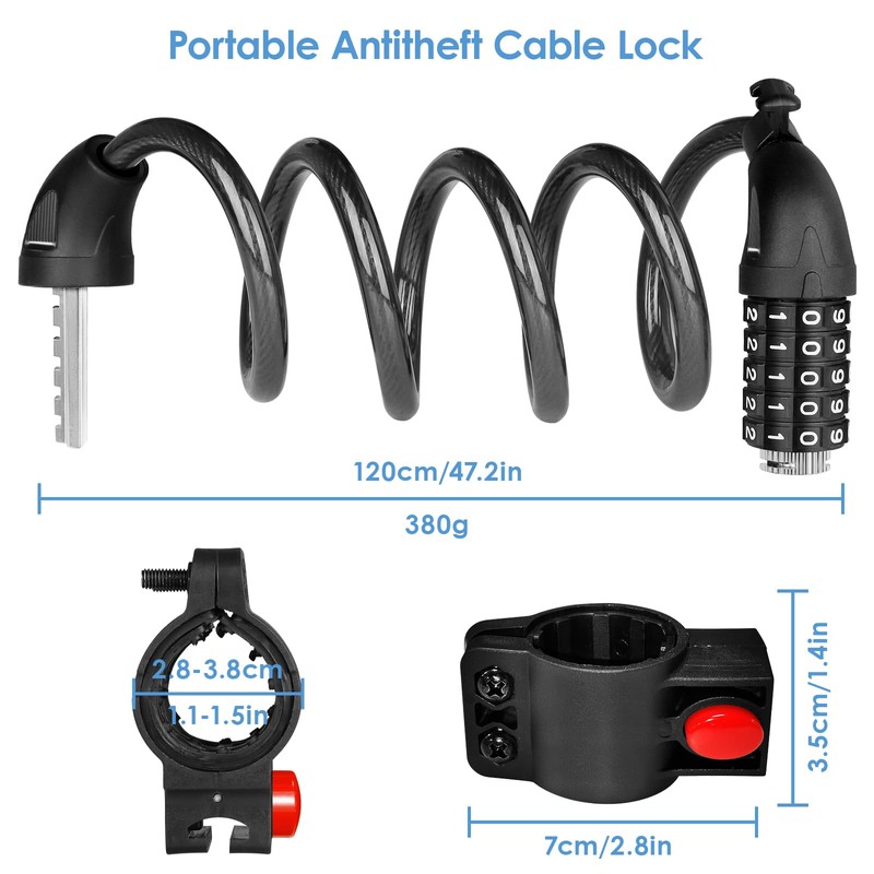 Bicycle Lock with Combination Code 120 cm / 12 mm