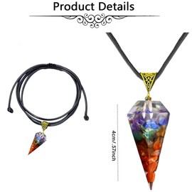 WULILONG 7 Chakra Healing Crystal Natural Gemstone Rainbow Crystals Orgone Energy Generator Protection Amulet Pendant Necklace for Women Men (Rectangle) (#2)