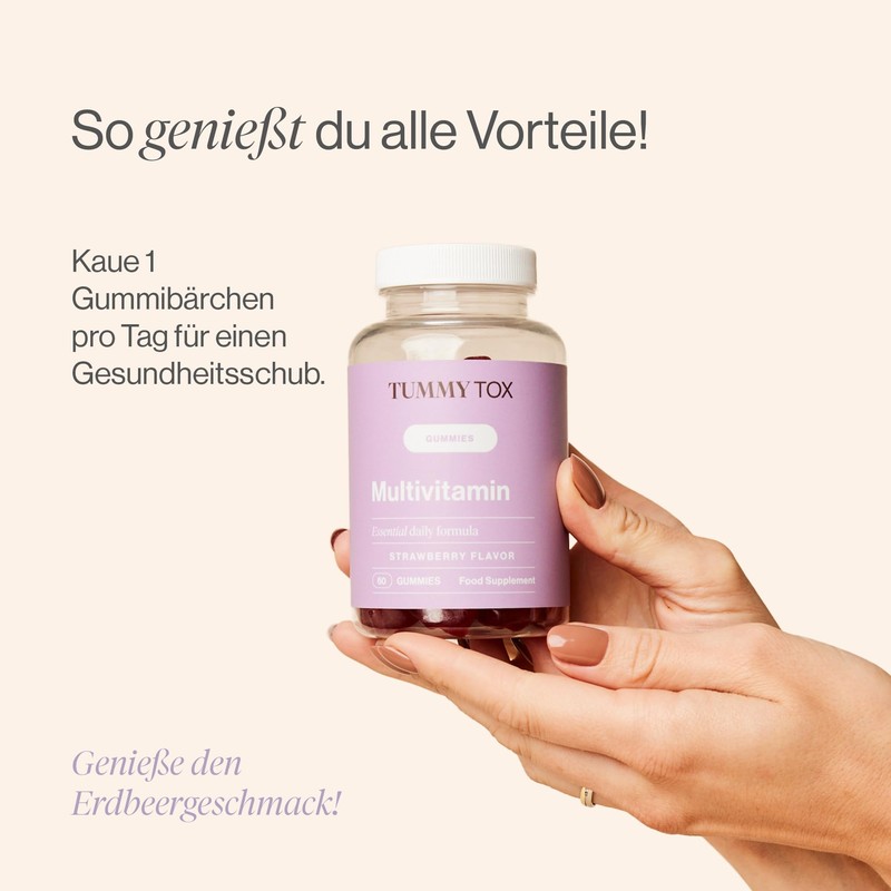 TummyTox Multivitamin Gummies - Gummy Bears with Biotin, Folic Acid,