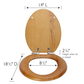 Design House 544270 Dalton Toilet Seat Elongated Soft Close Oval Standard Wood Toilet Seat for Bathroom, Honey Oak