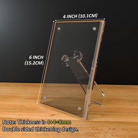 Hexsonhoma Acrylic 6x4 Photo Frame with Gold Edge Pack of 3, Clear Magnetic 4x6 Plastic Picture Frame, Freestanding Crystal Acrylic Picture Frame for Booth, Office, Home, Brand Advertiser