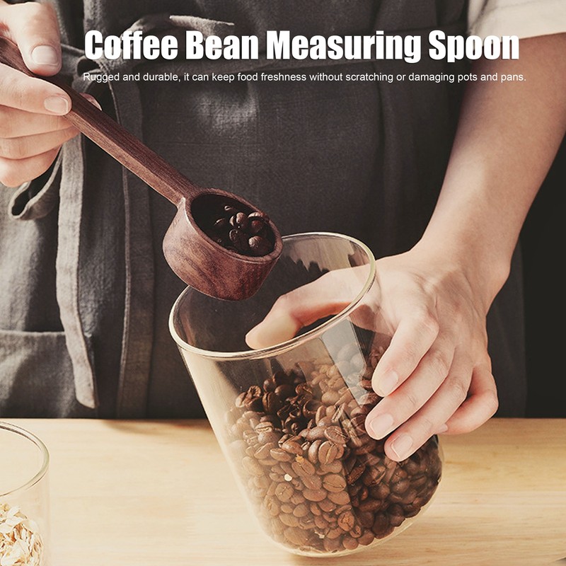 2Pcs Walnut Coffee Bean Measuring Spoon Food Grade Salt Spoon