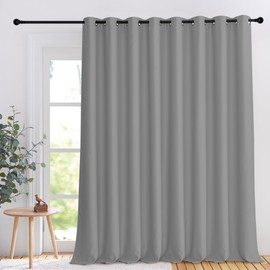 NICETOWN Patio Door Curtain 108 inches Long, Light Blocking Room Divider Extra Wide Sliding Door Curtain Thermal Insulated for Bedroom/Living Room, Silver Grey, W120 x L108, 1 Panel