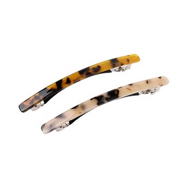 Hair Barrettes Tortoise Shell Cellulose Acetate Hair Clips, Elegant Rectangular Hair Pin for Women Thin Thick Ponytail Holder Clamp Fashion Accessories Automatic Clasp Hairgrips (4 Pack)