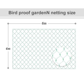 4 x 6 m Bird Protection Net, Tight Mesh, Pond Net, Bird Net, Leaf Net, Fruit Tree Net, Robust Fine Mesh, Weather and UV Resistant, Green, 17 x 17 mm, 20 g/m²