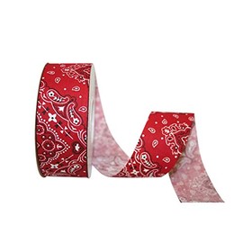 Reliant Ribbon Bandana West Wired Edge Ribbon, 1-3/8 Inch X 10 Yards, Red