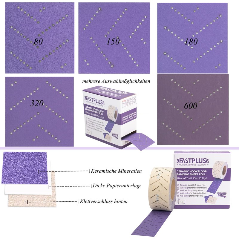 Clean Sandpaper Roll Purple Clean Sanding Rolls 70 mm x