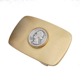 US 1948 Washington Quarter 90% Silver 25 Cent Coin Solid Brass 40mm Heavy Duty Belt Buckle NEW