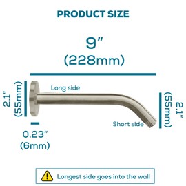 SparkPod 9 Inch Shower Arm with Flange - Solid Stainless Steel Shower Head Extension Arm, Wall-Mounted for Fixed & Handheld Showerheads - Teflon Tape Included (Tall 9", Elegant Brushed Nickel)