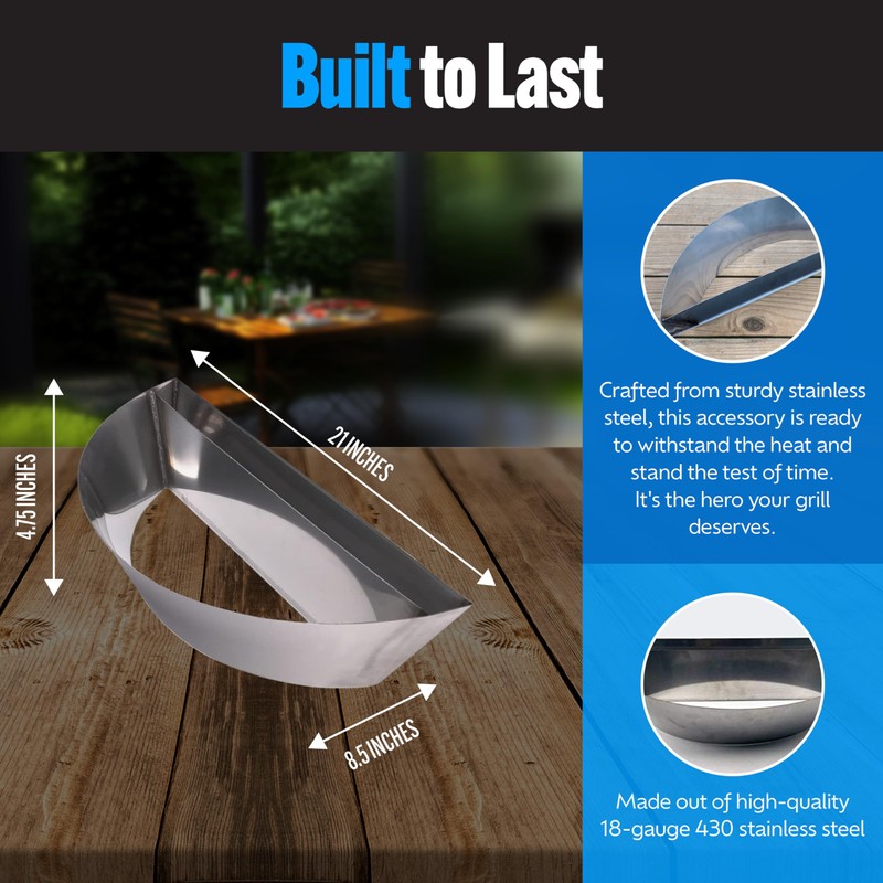 SnS Grills Patented Slow ‘N Sear Original Insert - Stainless