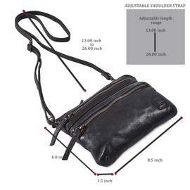 Wise Owl Accessories Small Crossbody Sling Bag Real Leather Purse for Women Crossover Trendy Shoulder Handbag (Black Washed Vintage)