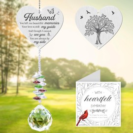 Sympathy Gifts for Loss of Husband,Christmas in Heaven Memorial Crystal Suncatcher,Memorial Gifts for Loss of Husband,Hanging Crystals Ornament for Window Rainbow Maker Prisms Home Decor Gift