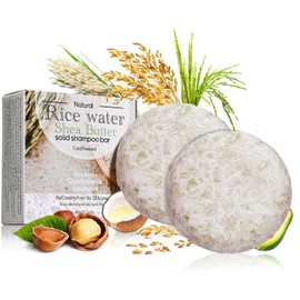 Rice Shampoo Bar, 2 Pieces Rice Water Shampoo Bar with Shea Butter, Coconut Oil, Anti-Hair Loss Rice Shampoo Bar, Shampoo Soap for Hair Growth, Nourishing, Volume-Strengthening and