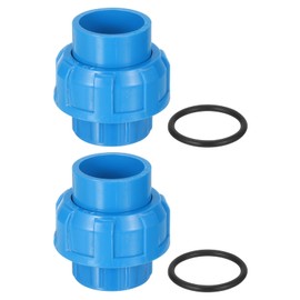 sourcing map PVC Union Pipe Fitting, 2Pcs 1" PVC Slip Union Coupling Adapter with O-Ring, Slip Socket Port Connection for Swimming Pools and Outdoor Plumbing Applications (Blue)