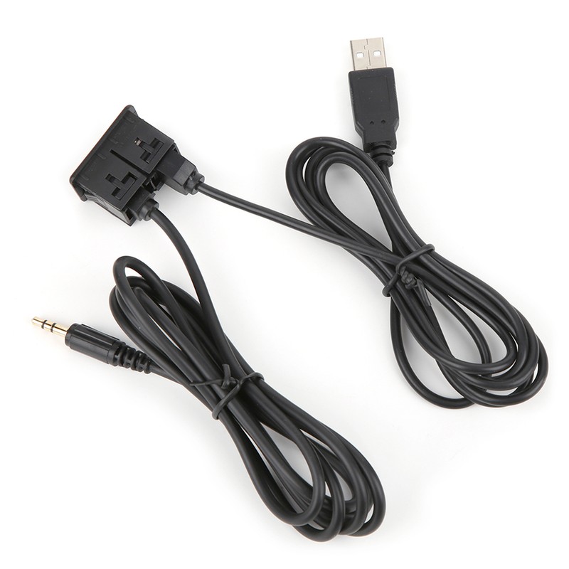 3.5mm AUX Extension Cable Adapter Flush Mount USB Port Headphone