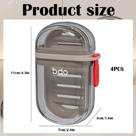 4 Pcs Soap Box, Travel Soap Case, Travel Soap Dish, Compact Leak-Proof Soap Holders for Shampoo Bars & Soap, Portable Bathroom Organizer for Gym & Travel (grey)