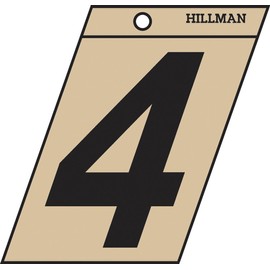 Hillman 839466 3.25 Inches Number 4 Angle Cut Self Adhesive Sign, Gold and Black Mylar, 3.625x2.75 Inches 1-Sign