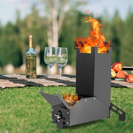Outdoor Collapsible Wood Burning Stainless Steel Rocket Stove Backpacking Camp Tent Stove