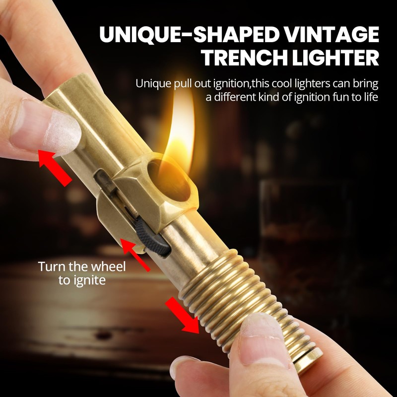 CHOICEDC Vintage Trench Lighter, Cool Lighters, Novelty Copper Pipe Lighter