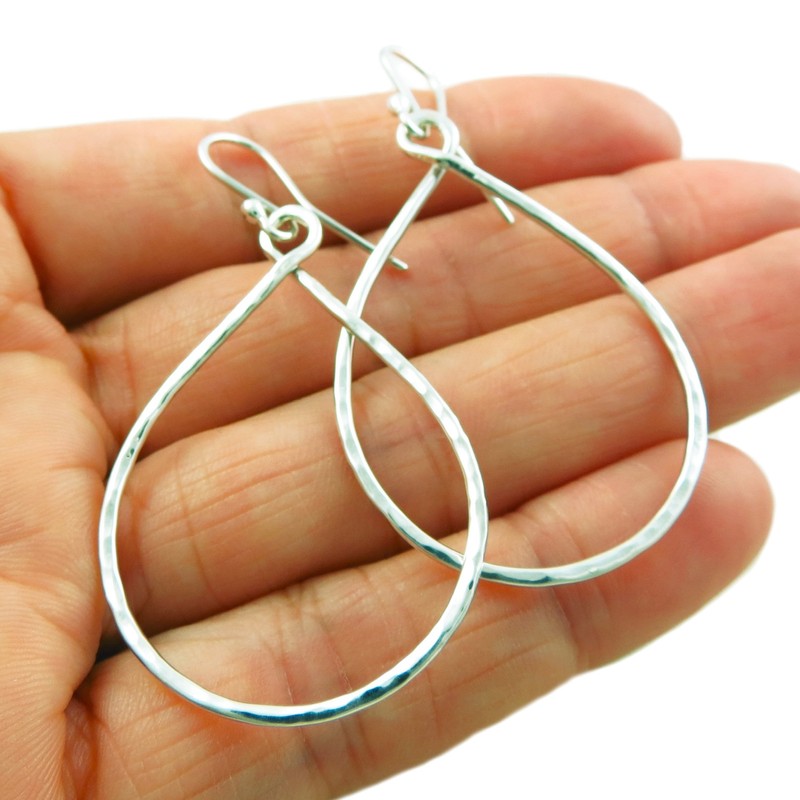 Wide Twisted Infinity Hoop Solid 925 Sterling Silver Hammered Drop