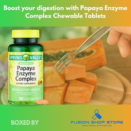 Spring Valley Papaya Enzymes Chewable- Complex Tablets Dietary Supplement, 180 Count (Pack of 2), Boxed by Fusion Shop Store