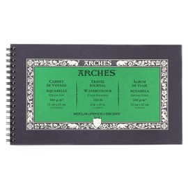 Arches Watercolor Journal 6x10-inch - 15 Sheets of 100% Cotton Paper - Natural White, 140 lb Cold Press - for Gouache, Ink, Acrylic and More
