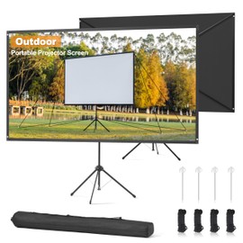 Outdoor Projector Screen 100 Inch, 16:9, High Gain, Projector Screen with Stand, Wind-resistant Design for Portable Projection Screen Outdoor, With Ropes and Spikes, 4K Image for Home Theater, Camping