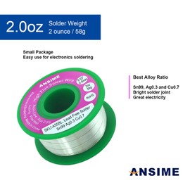 Ultra Fine Solder Wire Thin Gauge, 0.5mm Electronics Solder Wire Lead-Free, Rosin Core Alloy Electrical Soldering Wire RoHS 0.02in Diameter No Clean Fast Melting