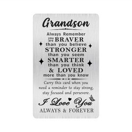 Alotozo Grandson Gifts from Nana Grandad - Grandson Christmas Graduation Gifts - Inspirational Engraved Wallet Card to Grandson