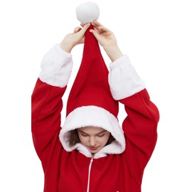 DarkCom Adult Cosplay Santa Claus Onesie Christmas Pajamas Homewear One Piece Unisex Sleepwear Small