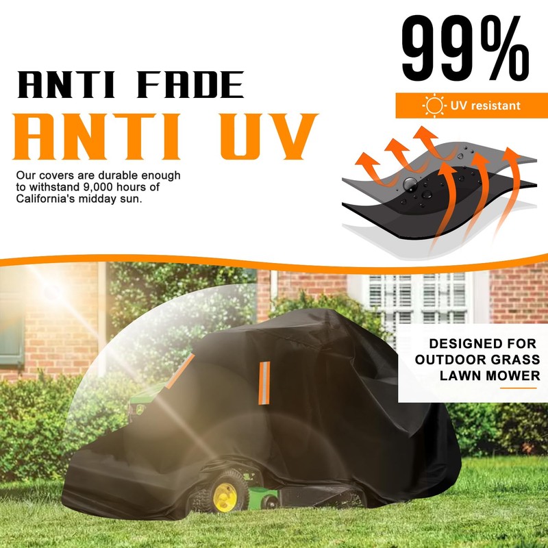 Zero-Turn Mower Cover Waterproof Outdoors,Anti-UV 210D Polyester ,Universal Fit Lawn