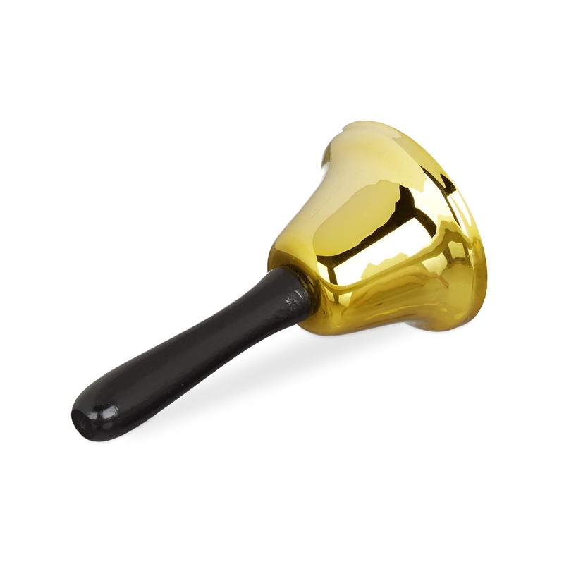 Relaxdays Campanella a Mano, Suono Nitido, Impugnatura in Legno, Scuola,