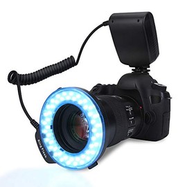 Macro Ring Flash, Portable LED Ring Flash, LCD Ring DSLR Light, Portable LED Ring Flash with 7 Brightness Modes, DSLR Flash Light Filter Adapter for Photography Lovers
