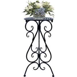 NAKUPE Metal Plant Stand Indoor Outdoor, Single Flower Pot Stands 22.5 Inch Tall, Planter Pedestal Holder for Patio Corner Garden Porch Farmhouse, Black(1 Pack)
