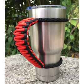 MOCE Handmade Paracord Handle for Yeti/Rtic/Ozark Trail Rambler 30 Oz Tumbler. Red/Black