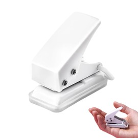 1 Hole Punch, Mini, Compact, White, 0.2 inch (6 mm), Loose Leaf Paper, Document Organizer, Notebook, DIY, Stationery, Office, Home, Lightweight, Neat Storage, Single-Sided Hammered Students