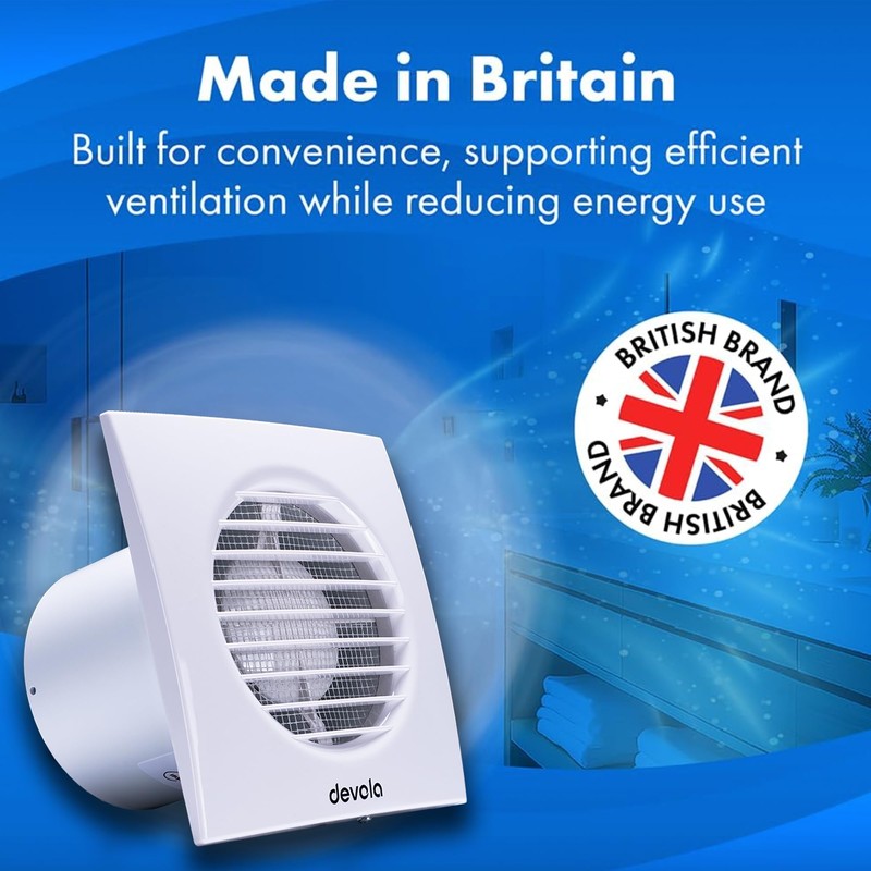 Devola 100mm Extractor Fan with Timer, 4 Inch Bathroom Fan,