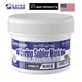 Mechanic, UV Curable Solder Mask Ink, Curing UVH900-BY, Blue 100g tub Pcb, Bga