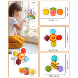 Birshe Pack of 3 Suction Cup Toy, Cartoon Water Toy, Suction Cup Toy, Baby Sensory Toy for Suction Cup, Baby Toy, Rotating Toy, Bath Toy, Baby Suction Cup for 1-6 Years Baby Gifts