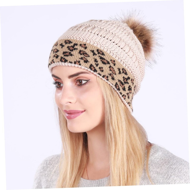 BIUDECO Warm Knitted Beanie Fur Pom Pom Hat for Men