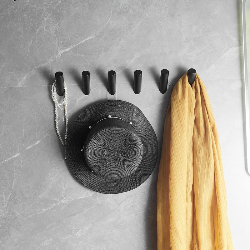 Beelee Wall Hooks Black Towel Hooks 4 Pack Coat Hooks