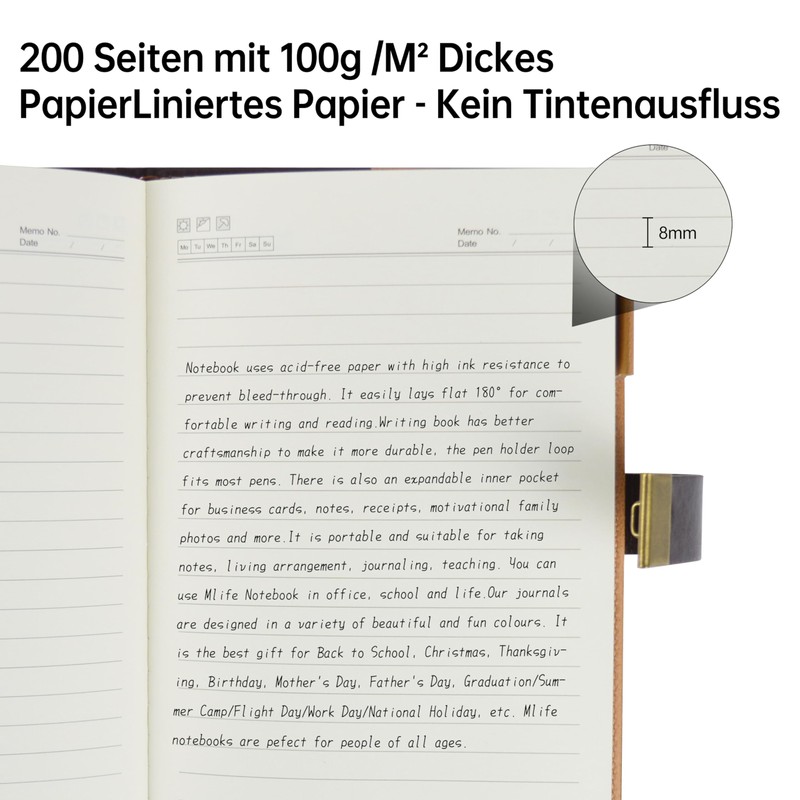 Qefuna Diary with Lock, A5 PU Leather Diary with Code