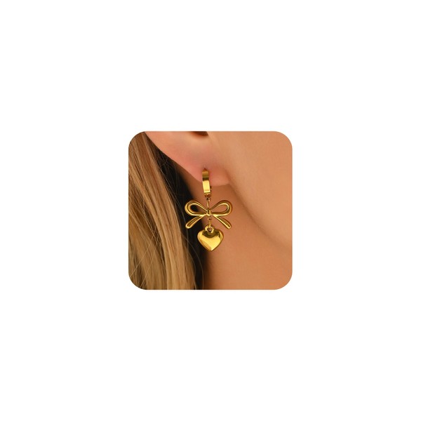 Nawflue Earrings for Women 18K Gold Plated Dainty Bow Butterfly