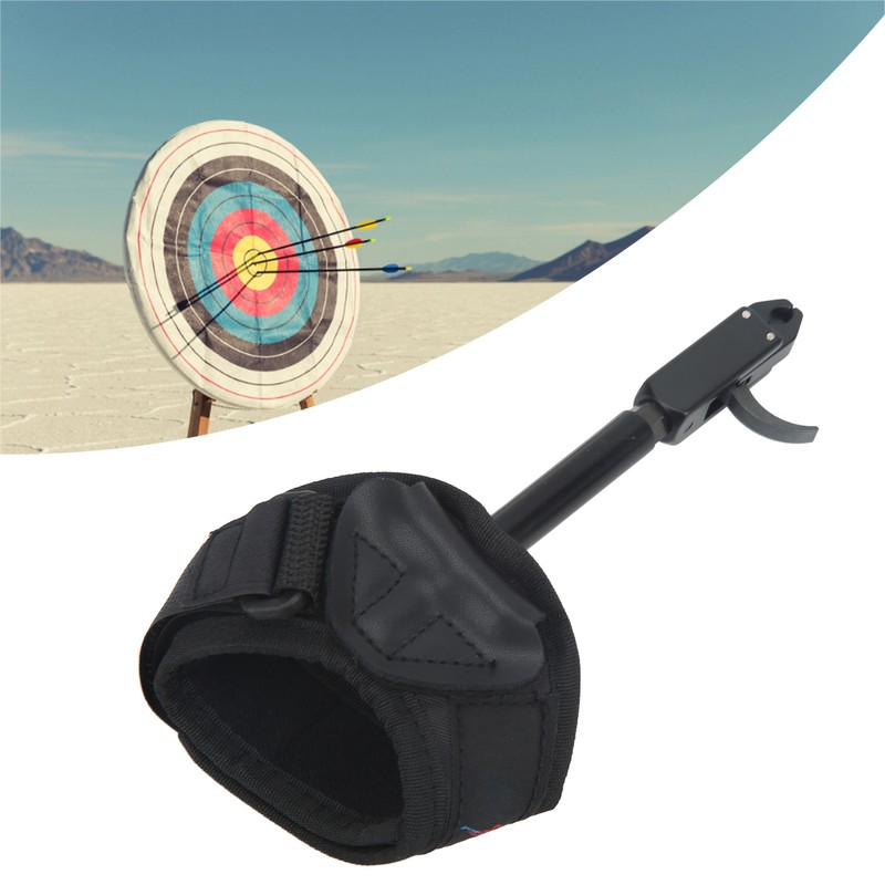 Bow Caliper Release Aid Aluminum Alloy Neoprene Wrist Strap Archery
