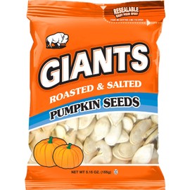 GIANTS Pumpkin Seeds, Roasted and Salted 5.15 oz. (Package of 12)