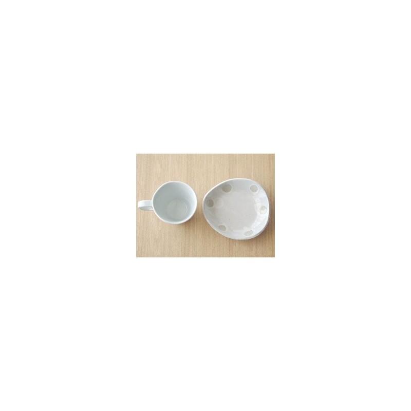 和食 Charger 手造ri 土物 Cup & Saucers (Sleeve Polka Dot)