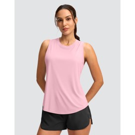SANTINY Women's Sleeveless Workout Tops Lightweight Tennis Yoga Athletic Running Shirts Racerback Tank Tops for Women (Pink_XL)