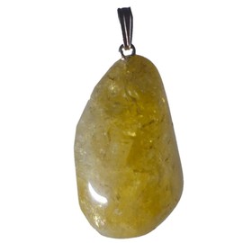 Citrine Stone Jewellery (Burnt Amethyst Stone) Tumbled Stone Pendant for Men and Women Healing Stone Pendant, Gemstone, Citrine